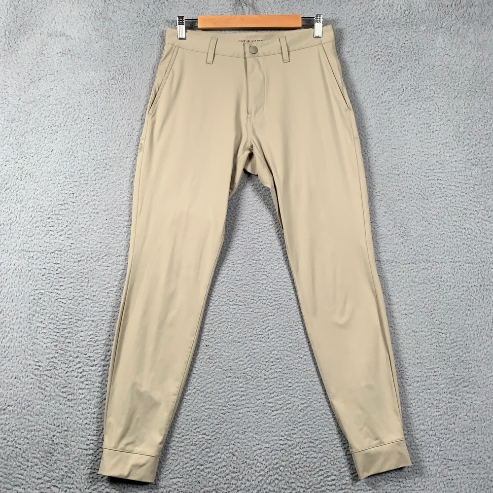 Rhone Commuter Pro Jogger Men's 28x30 Khaki Tan Slim Fit Stretch Ankle Zip Pant